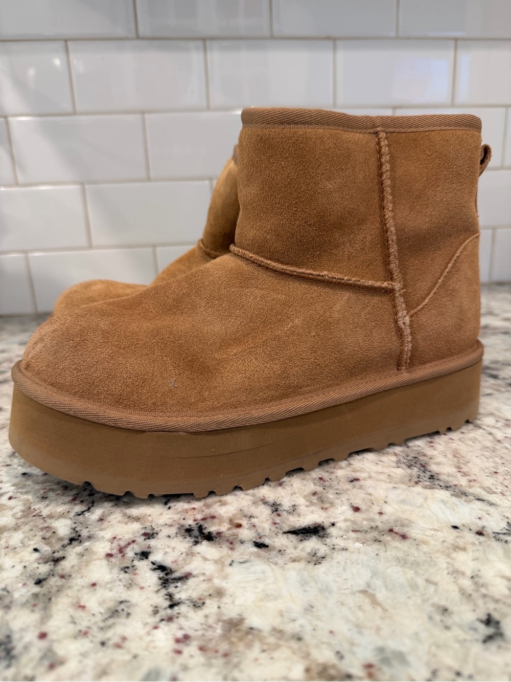 UGG Chestnut Suede Shearling Short Boots - Picture 11 of 14